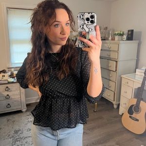 LILY ROSE polka dot blouse, size small